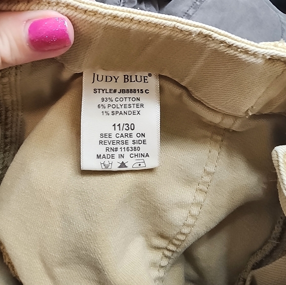 Judy Blue Jeans Khaki Joggers Tan Tie Waist Deep Pockers 11/30 - Picture 9 of 10